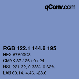 Color code: RGB 122.1 144.8 195 | qconv.com