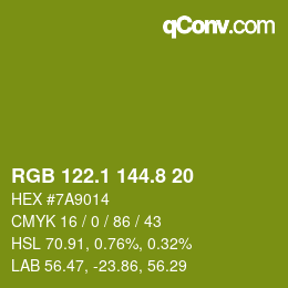 カラーコード: RGB 122.1 144.8 20 | qconv.com