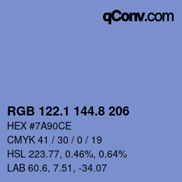 Color code: RGB 122.1 144.8 206 | qconv.com