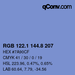 Color code: RGB 122.1 144.8 207 | qconv.com