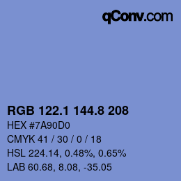 カラーコード: RGB 122.1 144.8 208 | qconv.com