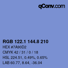 カラーコード: RGB 122.1 144.8 210 | qconv.com