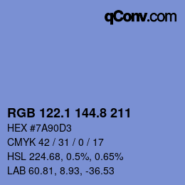 Color code: RGB 122.1 144.8 211 | qconv.com