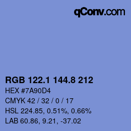 Color code: RGB 122.1 144.8 212 | qconv.com