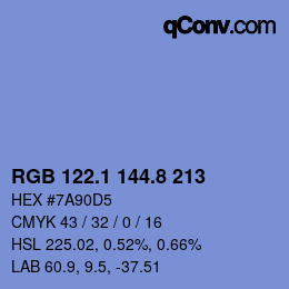 Color code: RGB 122.1 144.8 213 | qconv.com