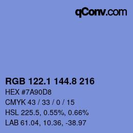 Farbcode: RGB 122.1 144.8 216 | qconv.com
