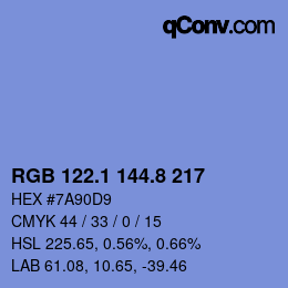 Color code: RGB 122.1 144.8 217 | qconv.com