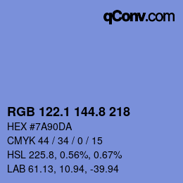Color code: RGB 122.1 144.8 218 | qconv.com