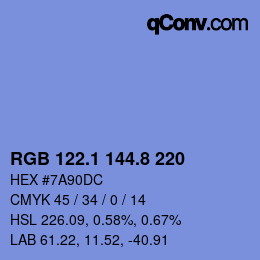 Color code: RGB 122.1 144.8 220 | qconv.com