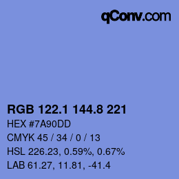 Color code: RGB 122.1 144.8 221 | qconv.com