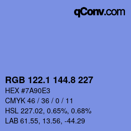 Color code: RGB 122.1 144.8 227 | qconv.com
