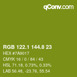 カラーコード: RGB 122.1 144.8 23 | qconv.com