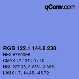 Color code: RGB 122.1 144.8 230 | qconv.com