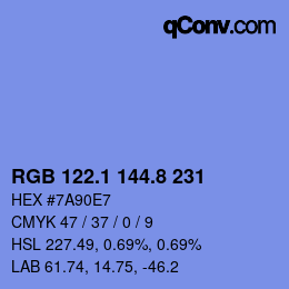 Farbcode: RGB 122.1 144.8 231 | qconv.com