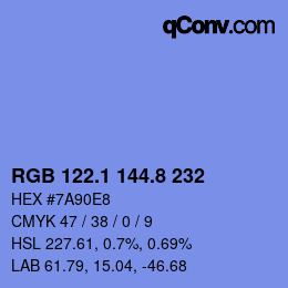 Código de color: RGB 122.1 144.8 232 | qconv.com