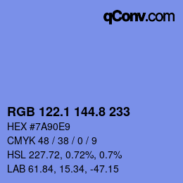 カラーコード: RGB 122.1 144.8 233 | qconv.com