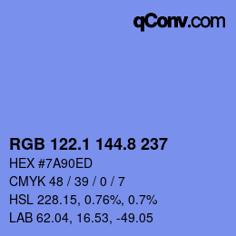 カラーコード: RGB 122.1 144.8 237 | qconv.com
