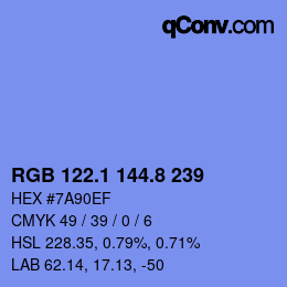 カラーコード: RGB 122.1 144.8 239 | qconv.com