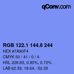 カラーコード: RGB 122.1 144.8 244 | qconv.com