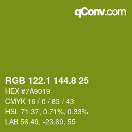 カラーコード: RGB 122.1 144.8 25 | qconv.com
