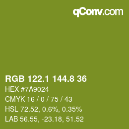 カラーコード: RGB 122.1 144.8 36 | qconv.com