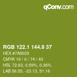 カラーコード: RGB 122.1 144.8 37 | qconv.com
