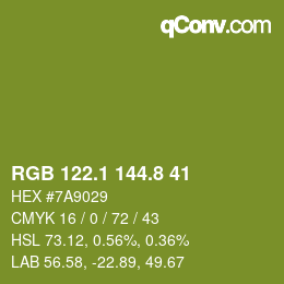 カラーコード: RGB 122.1 144.8 41 | qconv.com