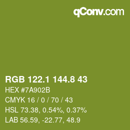 カラーコード: RGB 122.1 144.8 43 | qconv.com
