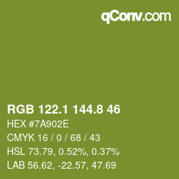 カラーコード: RGB 122.1 144.8 46 | qconv.com