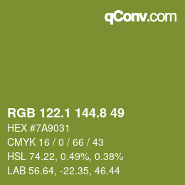 カラーコード: RGB 122.1 144.8 49 | qconv.com