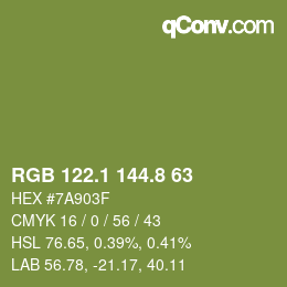 カラーコード: RGB 122.1 144.8 63 | qconv.com