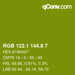 カラーコード: RGB 122.1 144.8 7 | qconv.com