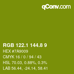カラーコード: RGB 122.1 144.8 9 | qconv.com