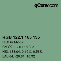 カラーコード: RGB 122.1 165 135 | qconv.com