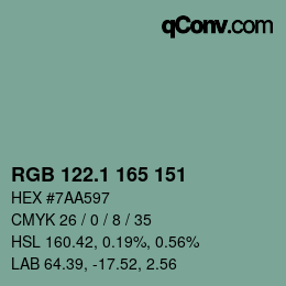 カラーコード: RGB 122.1 165 151 | qconv.com
