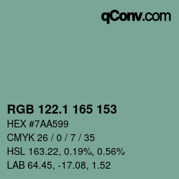 カラーコード: RGB 122.1 165 153 | qconv.com