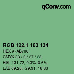 カラーコード: RGB 122.1 183 134 | qconv.com