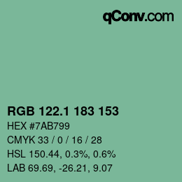 カラーコード: RGB 122.1 183 153 | qconv.com