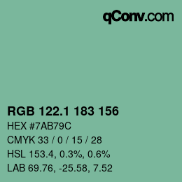 カラーコード: RGB 122.1 183 156 | qconv.com