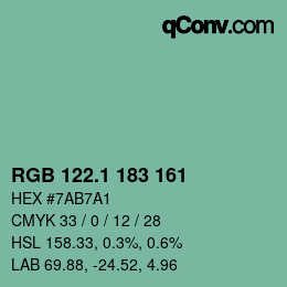 カラーコード: RGB 122.1 183 161 | qconv.com