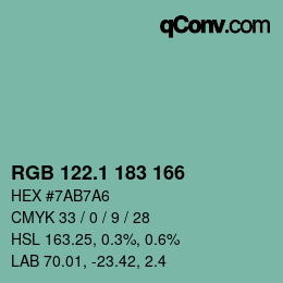カラーコード: RGB 122.1 183 166 | qconv.com