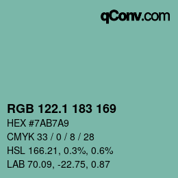 Color code: RGB 122.1 183 169 | qconv.com