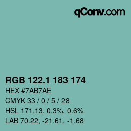 Color code: RGB 122.1 183 174 | qconv.com