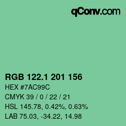 カラーコード: RGB 122.1 201 156 | qconv.com