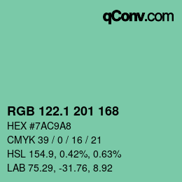 カラーコード: RGB 122.1 201 168 | qconv.com