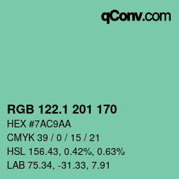 カラーコード: RGB 122.1 201 170 | qconv.com