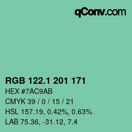 カラーコード: RGB 122.1 201 171 | qconv.com