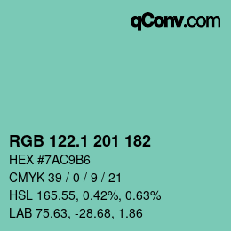 カラーコード: RGB 122.1 201 182 | qconv.com