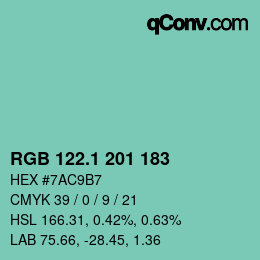 Color code: RGB 122.1 201 183 | qconv.com