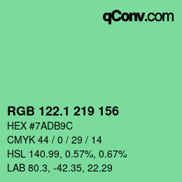 カラーコード: RGB 122.1 219 156 | qconv.com